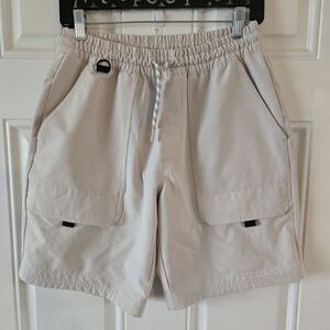 Old Navy Stretch Tech Men’s Shorts Small Elastic Drawstring Pockets Khaki Beige